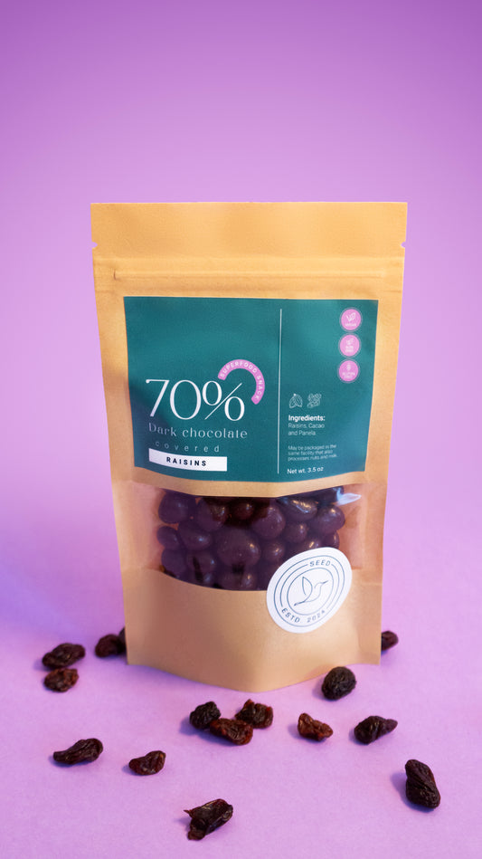 70% Dark Chocolate covered Raisins (3.5oz)